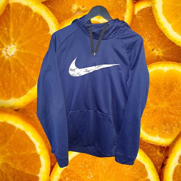 Nike Dry-Fit Blue Hoodie Sweatshirt with White Camo‎ Swoosh Size XL - Picture 2 of 9